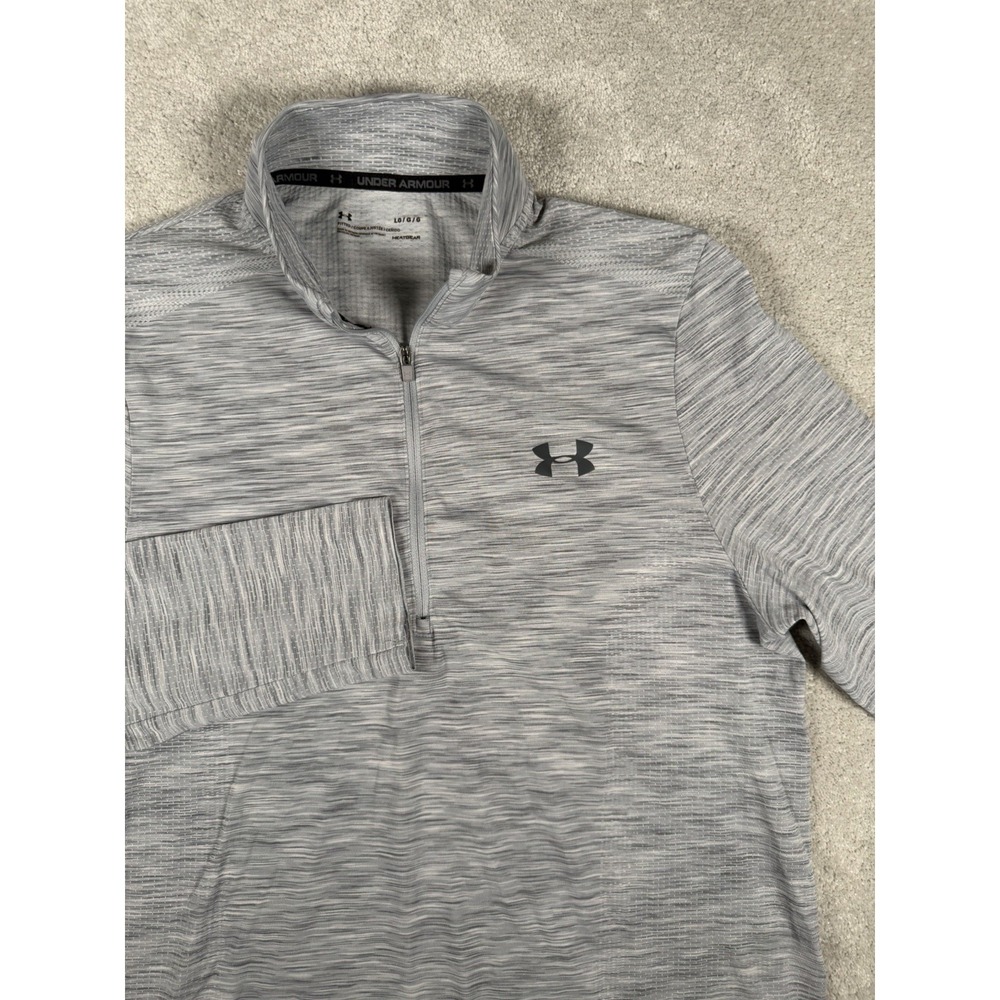 Under Armour Pullover Shirt Mens Lg Gray Long Sleeve Heat Gear Fitted 1/4 Zip - Picture 1 of 12